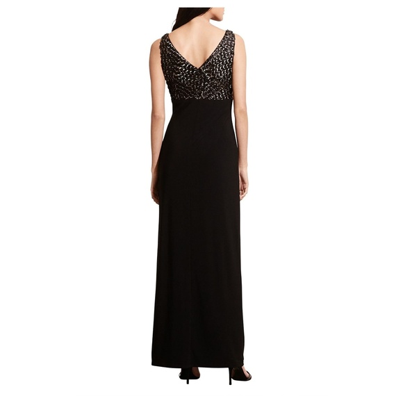 Ralph Lauren Sequin Embroidered Jersey Gown - Picture 3 of 8